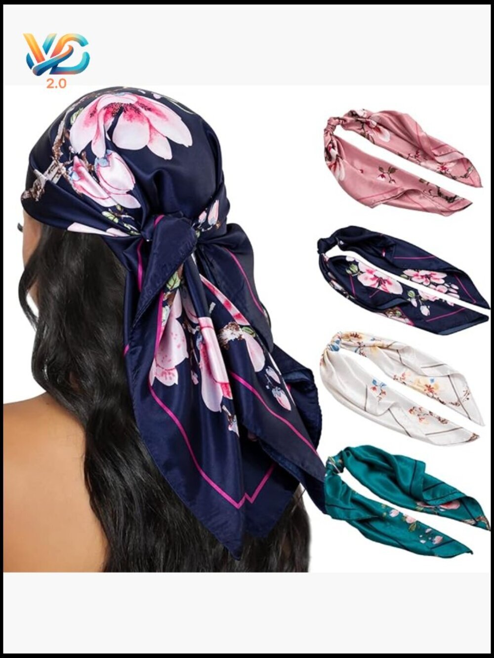 Silky Satin Hair Scarf Square Bandana 35 Inches Head Wrap for Sleeping